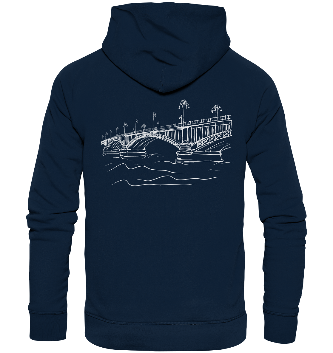 Theodor-Heuss-Brücke Backprint Unisex - Organic Basic Hoodie