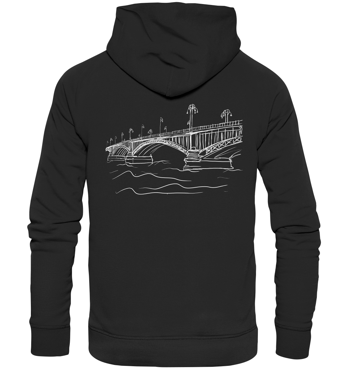 Theodor-Heuss-Brücke Backprint Unisex - Organic Basic Hoodie
