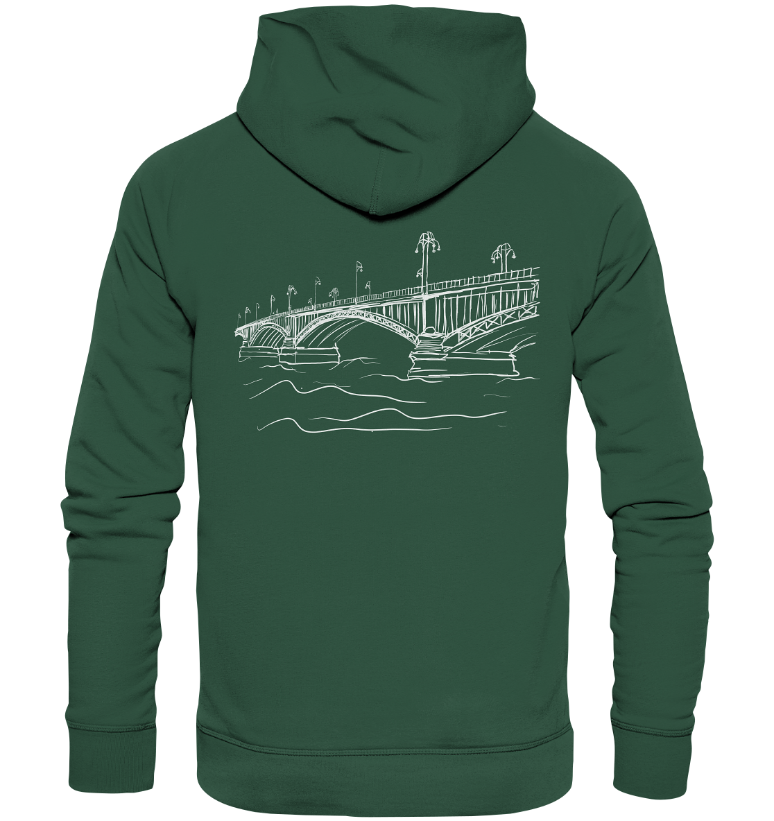 Theodor-Heuss-Brücke Backprint Unisex - Organic Basic Hoodie