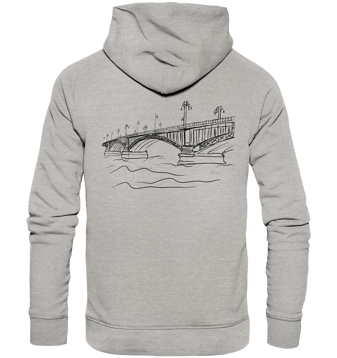 Theodor-Heuss-Brücke Backprint Unisex - Organic Basic Hoodie