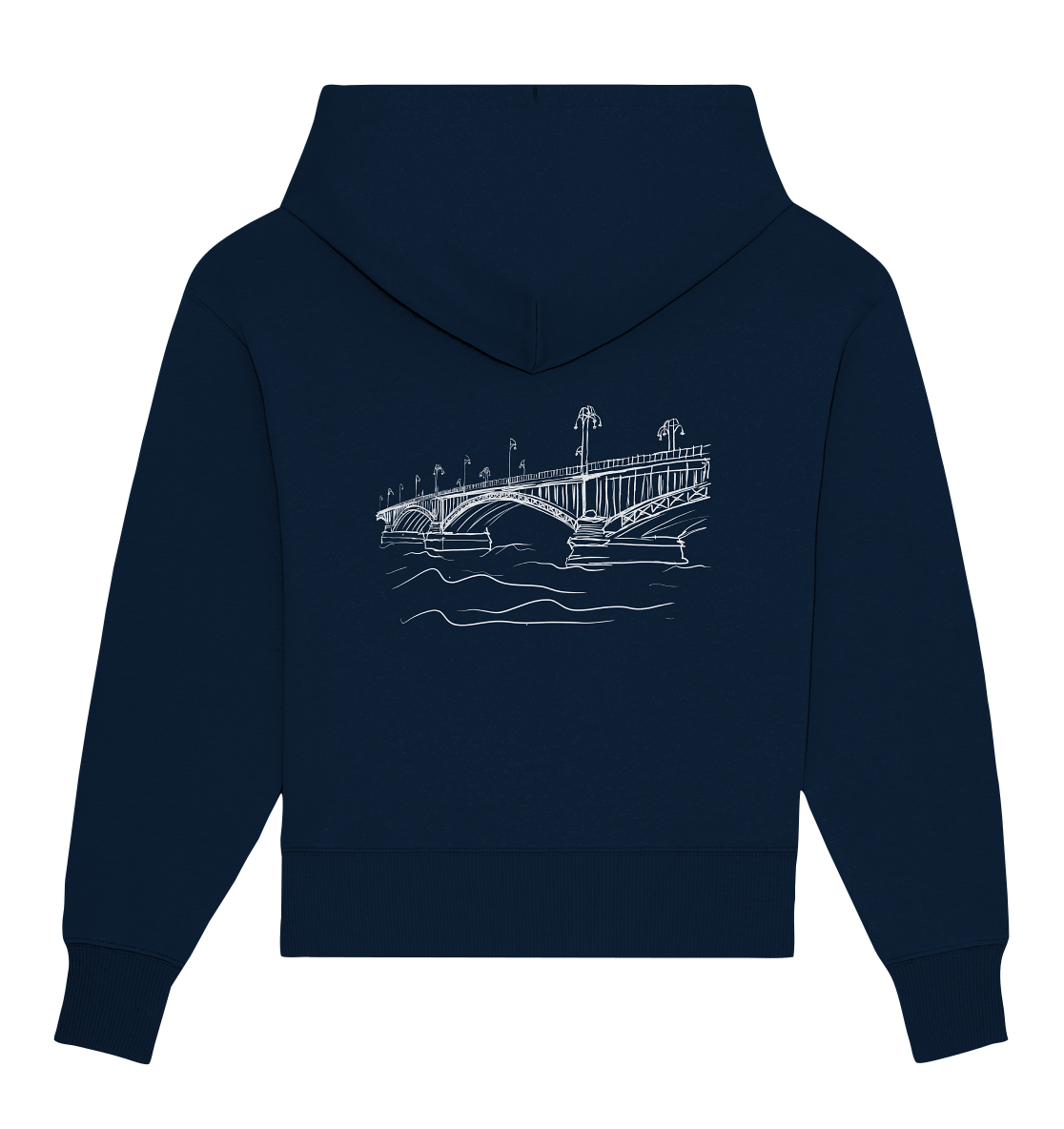 Theodor-Heuss-Brücke Backprint Unisex - Organic Oversize Hoodie