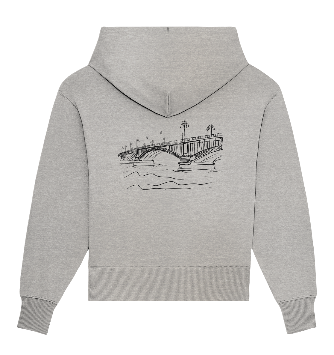 Theodor-Heuss-Brücke Backprint Unisex - Organic Oversize Hoodie