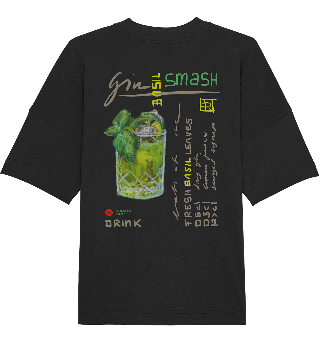 Smash my Gin Basel smash up Front,-Backprint Unisex - Organic Oversize Shirt