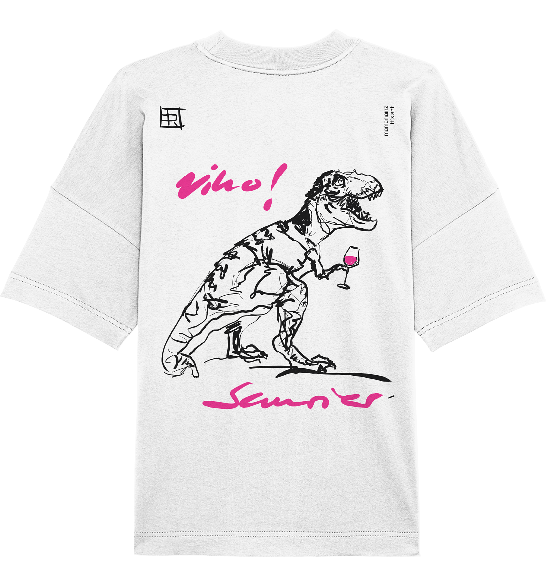 Vino! Saurier Front,-Backprint Unisex - Organic Oversize Shirt