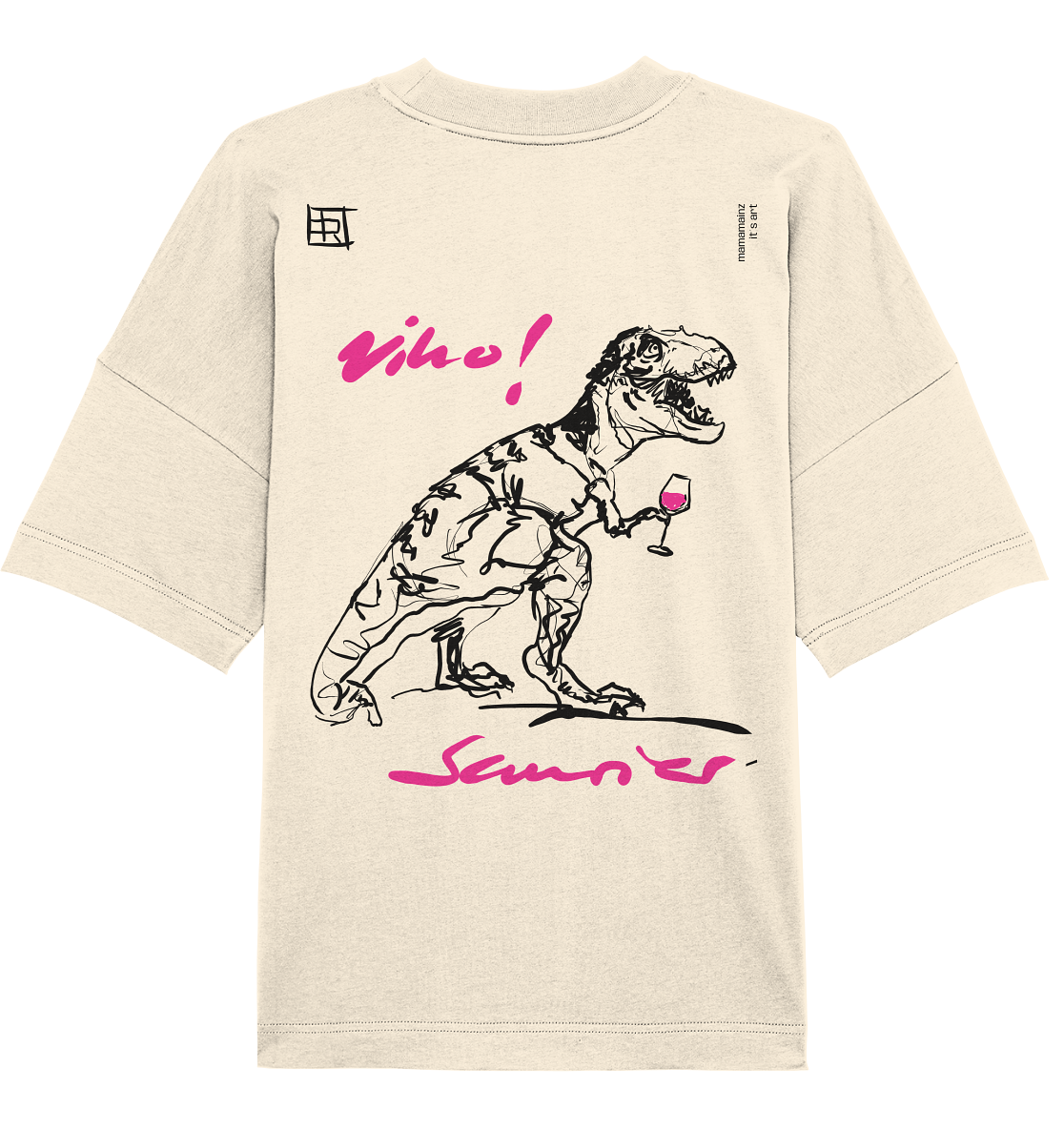 Vino! Saurier Front,-Backprint Unisex - Organic Oversize Shirt