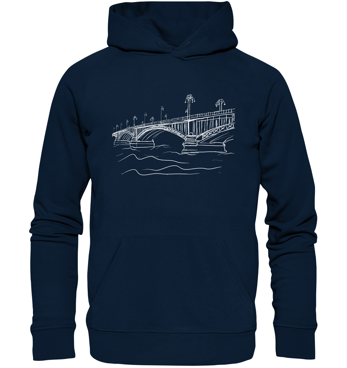 Theodor-Heuss-Brücke Frontprint Unisex - Organic Basic Hoodie