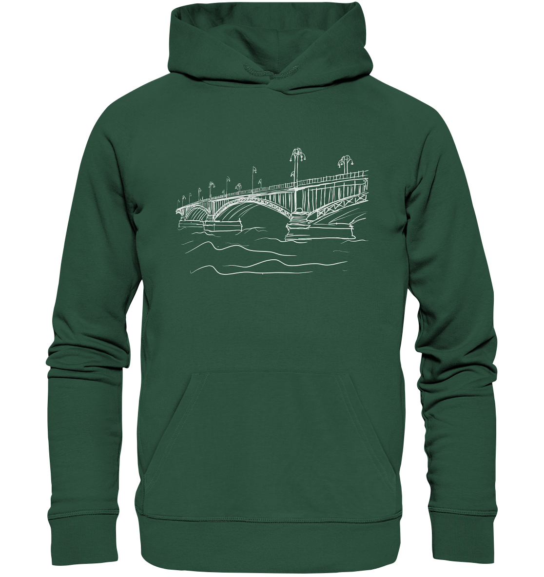 Theodor-Heuss-Brücke Frontprint Unisex - Organic Basic Hoodie