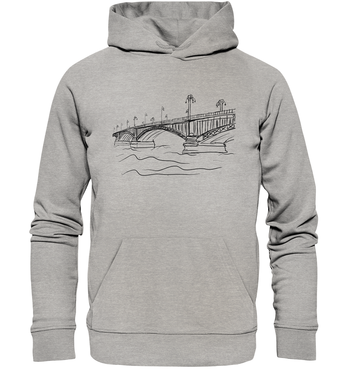 Theodor-Heuss-Brücke Frontprint Unisex - Organic Basic Hoodie