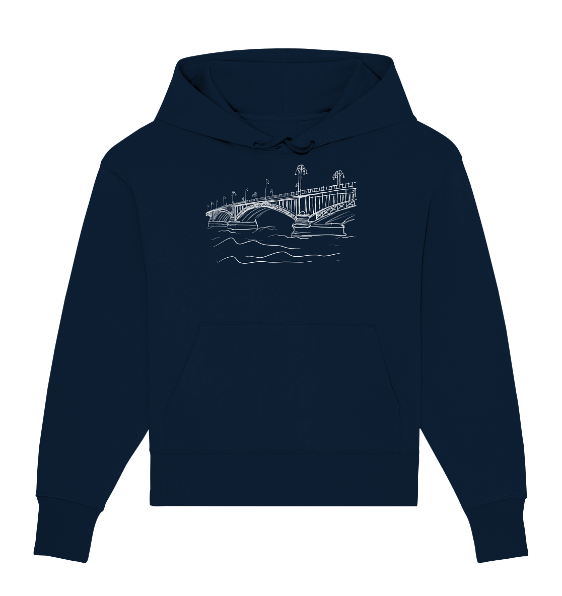 Theodor-Heuss-Brücke Frontprint Unisex - Organic Oversize Hoodie