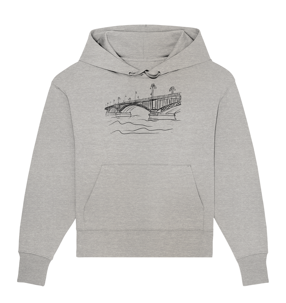Theodor-Heuss-Brücke Frontprint Unisex - Organic Oversize Hoodie