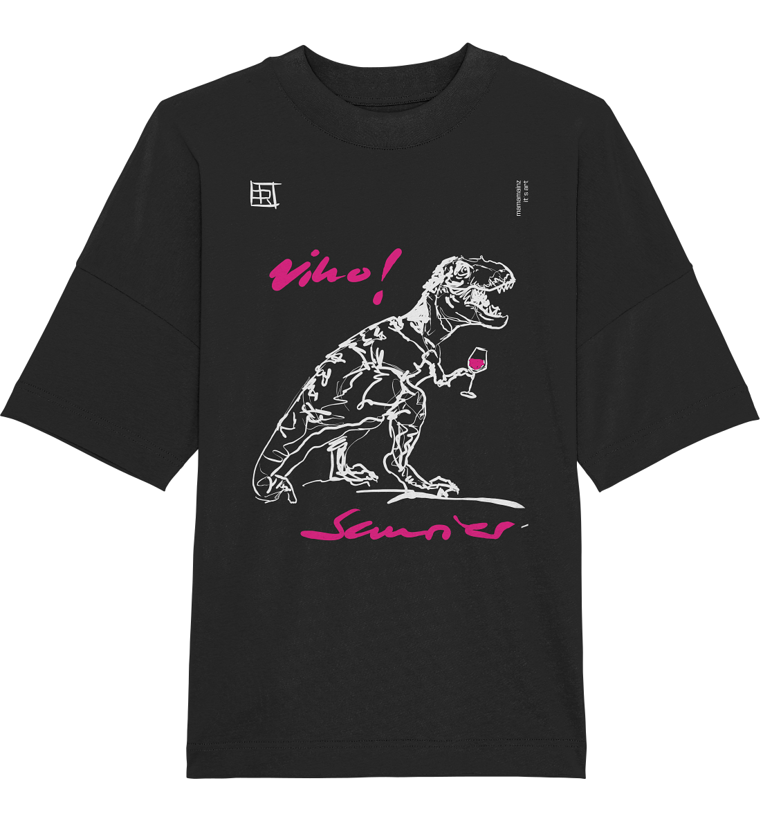 Vino! Saurier Frontprint Unisex - Organic Oversize Shirt
