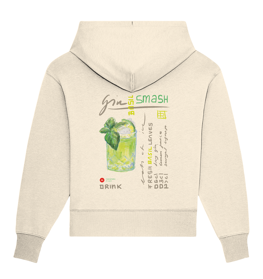 Smash my Gin Basel smash up Front,-Backprint Unisex - Organic Oversize Hoodie